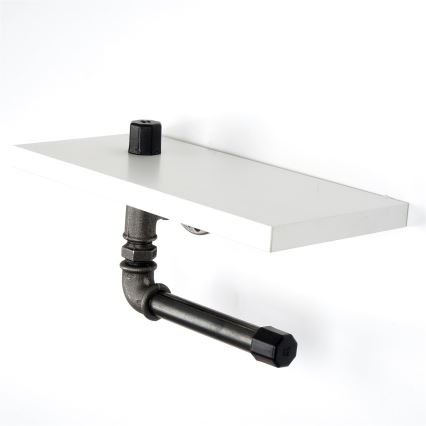 Porte-papier toilette avec étagère BORURAF 12x40 cm blanc/gris