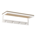 Porte-serviettes mural avec étagère 10x40 cm blanc