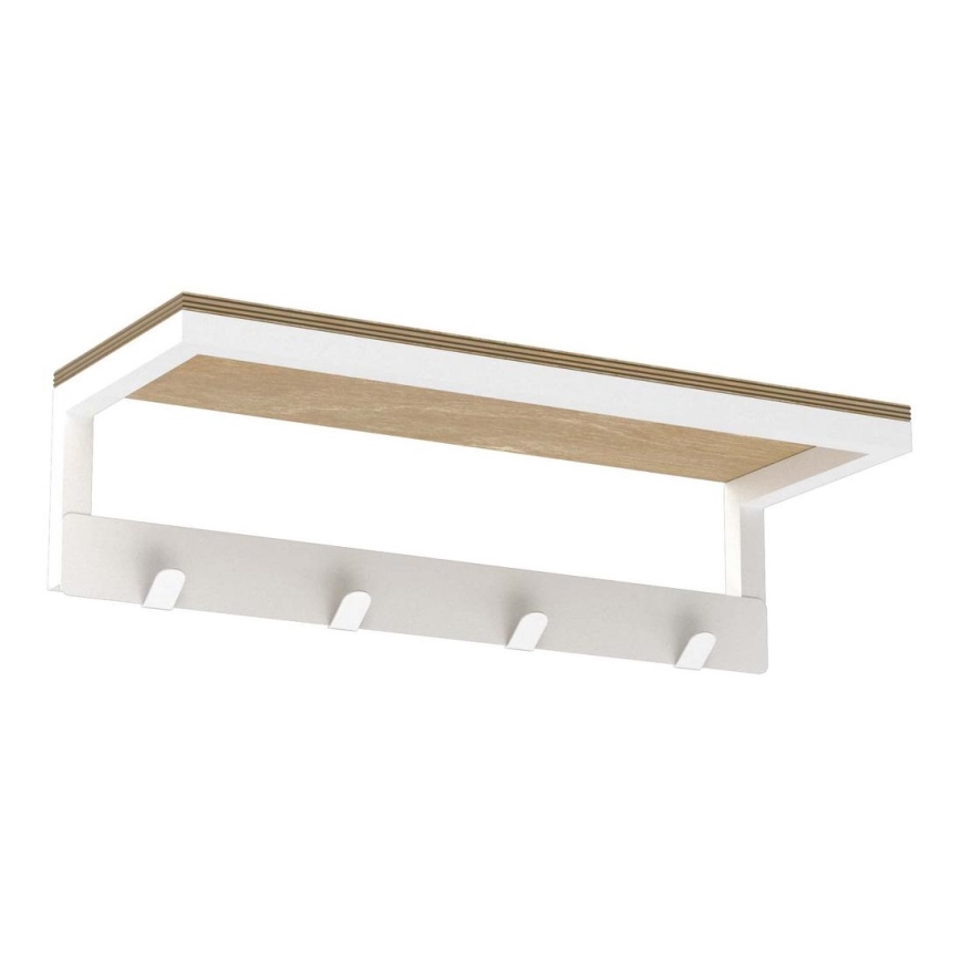 Porte-serviettes mural avec étagère 10x40 cm blanc