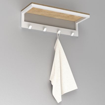 Porte-serviettes mural avec étagère 10x40 cm blanc