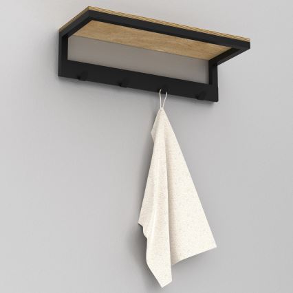 Porte-serviettes mural avec étagère 10x40 cm noir