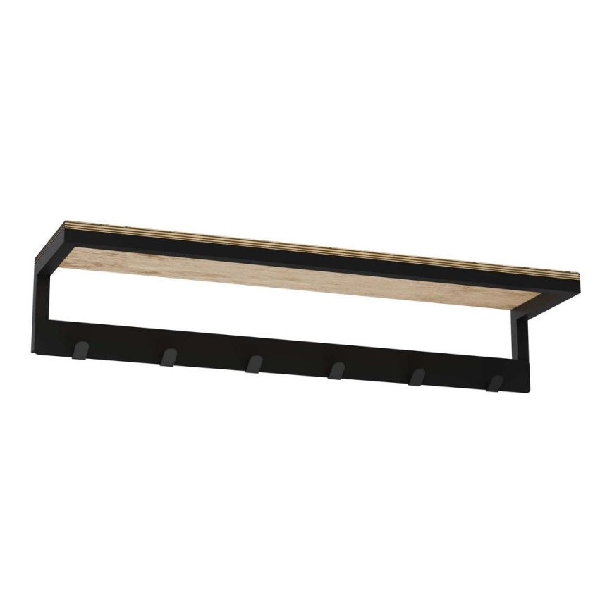 Porte-serviettes mural avec étagère 10x60 cm noir