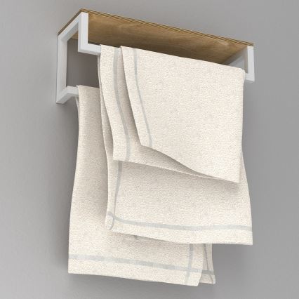 Porte-serviettes mural avec étagère 14x40 cm blanc
