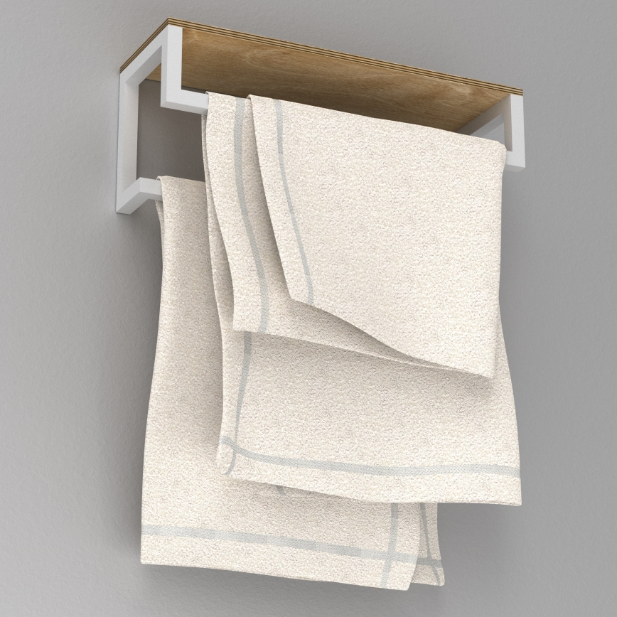Porte-serviettes mural avec étagère 14x40 cm blanc