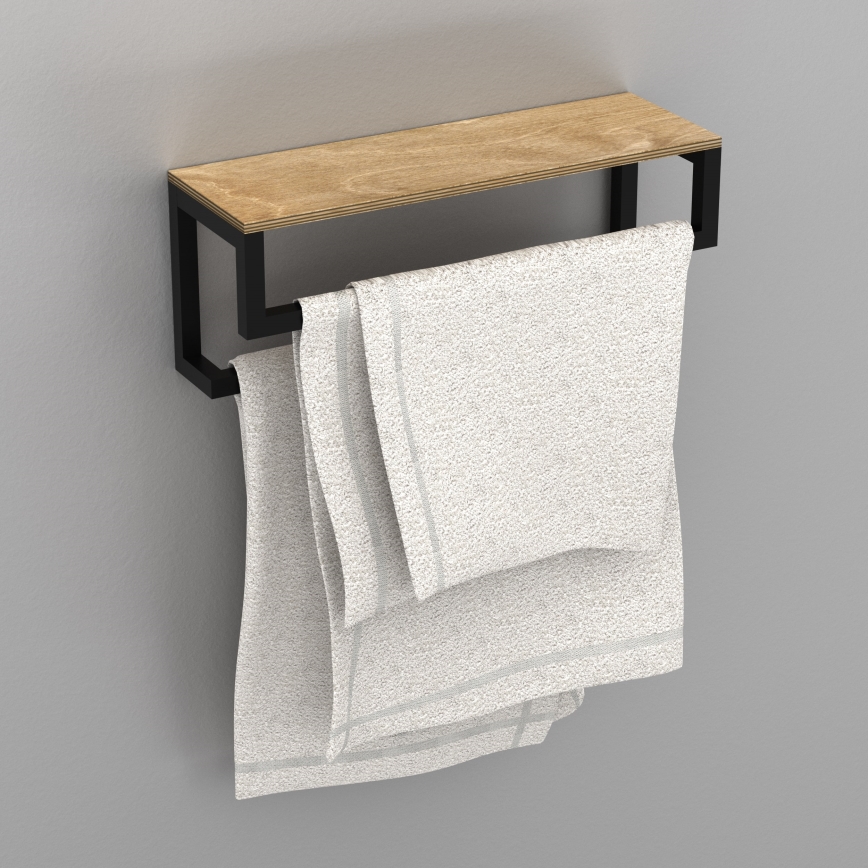 Porte-serviettes mural avec étagère 14x40 cm noir