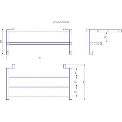 Porte-serviettes pour radiateur de salle de bains HF SHEFFIELD 52x28,4 cm noir