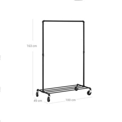 Porte-vêtements mobile sur roulettes LINEA, noir