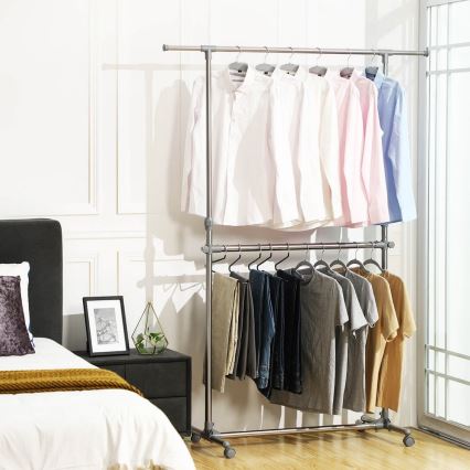 Porte‑manteau mobile sur pied LINEA, finition argentée