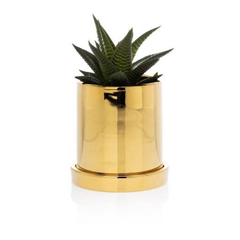 Pot de fleurs en céramique avec bol HANYA 11x11 cm doré