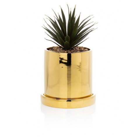 Pot de fleurs en céramique avec bol HANYA 13x13 cm doré