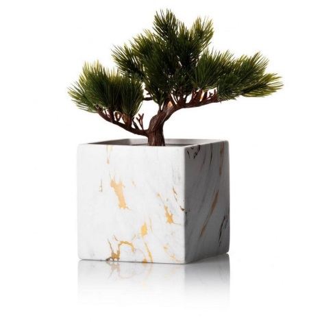 Pot de fleurs en céramique MARBELA 11x11 cm blanc/doré