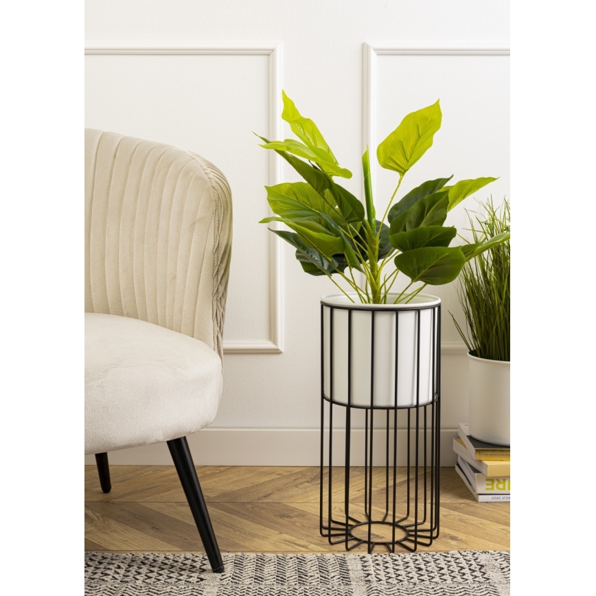 Pot de fleurs en métal LOFT 42x20 cm noir/blanc