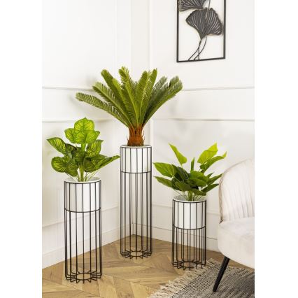 Pot de fleurs en métal LOFT 42x20 cm noir/blanc