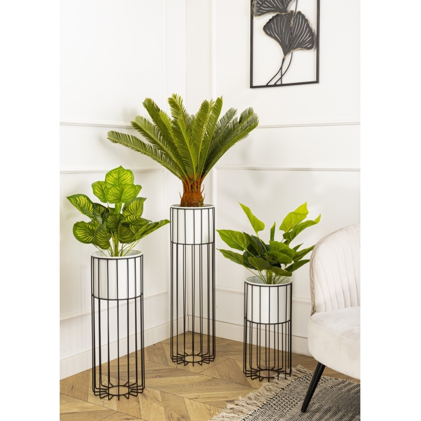 Pot de fleurs en métal LOFT 42x20 cm noir/blanc