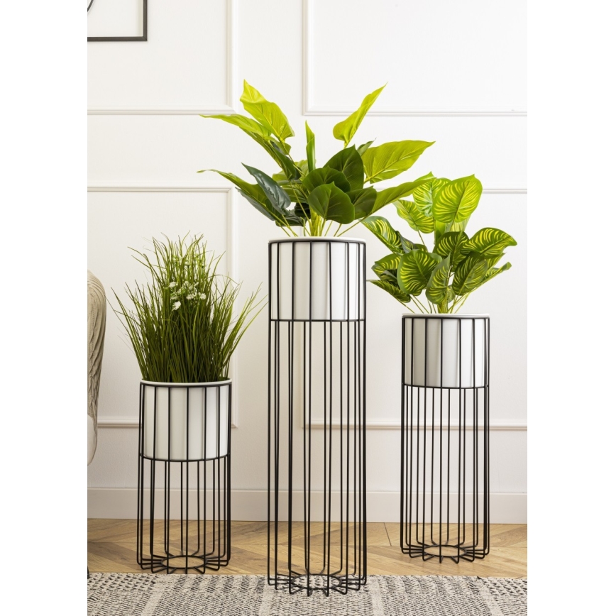 Pot de fleurs en métal LOFT 42x20 cm noir/blanc