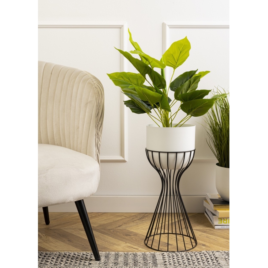 Pot de fleurs en métal LOFT 46x20 cm noir/blanc