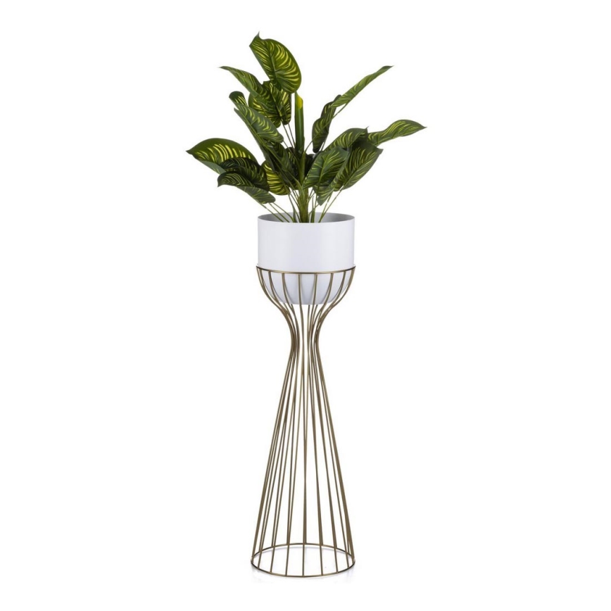 Pot de fleurs en métal LOFT 68x20 cm doré/blanc
