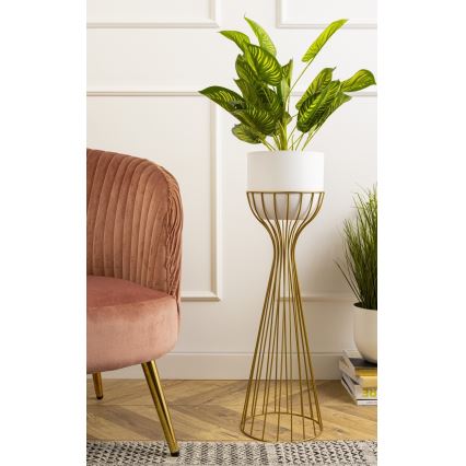 Pot de fleurs en métal LOFT 68x20 cm doré/blanc