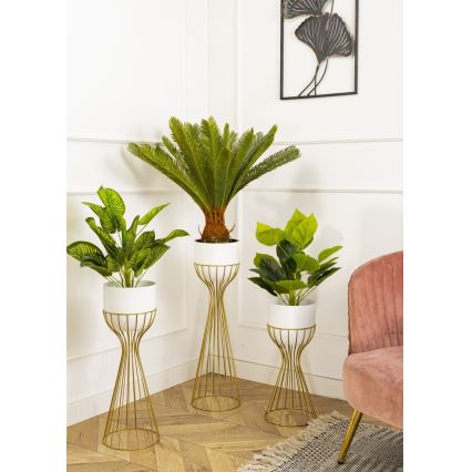 Pot de fleurs en métal LOFT 68x20 cm doré/blanc