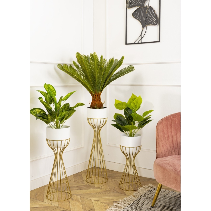 Pot de fleurs en métal LOFT 68x20 cm doré/blanc
