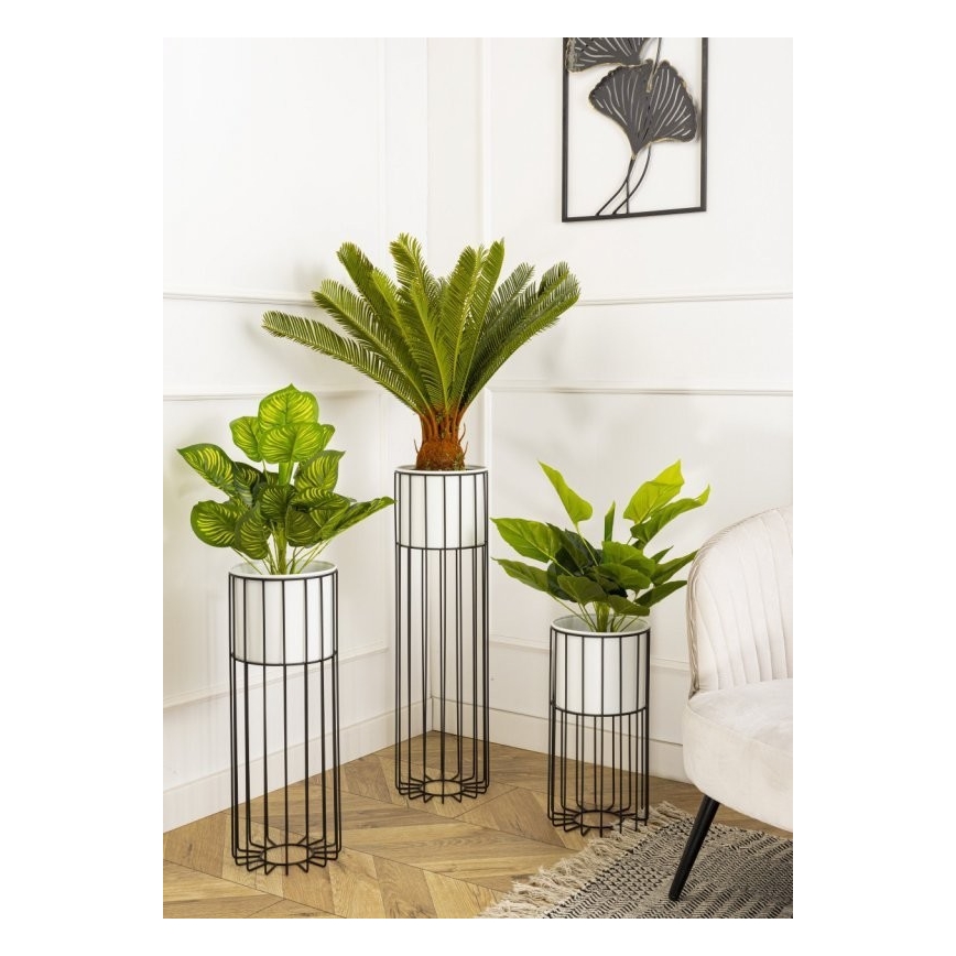 Pot de fleurs en métal LOFT 70x20 cm noir/blanc