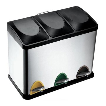Poubelle de tri sélectif 24 l, noir/inox