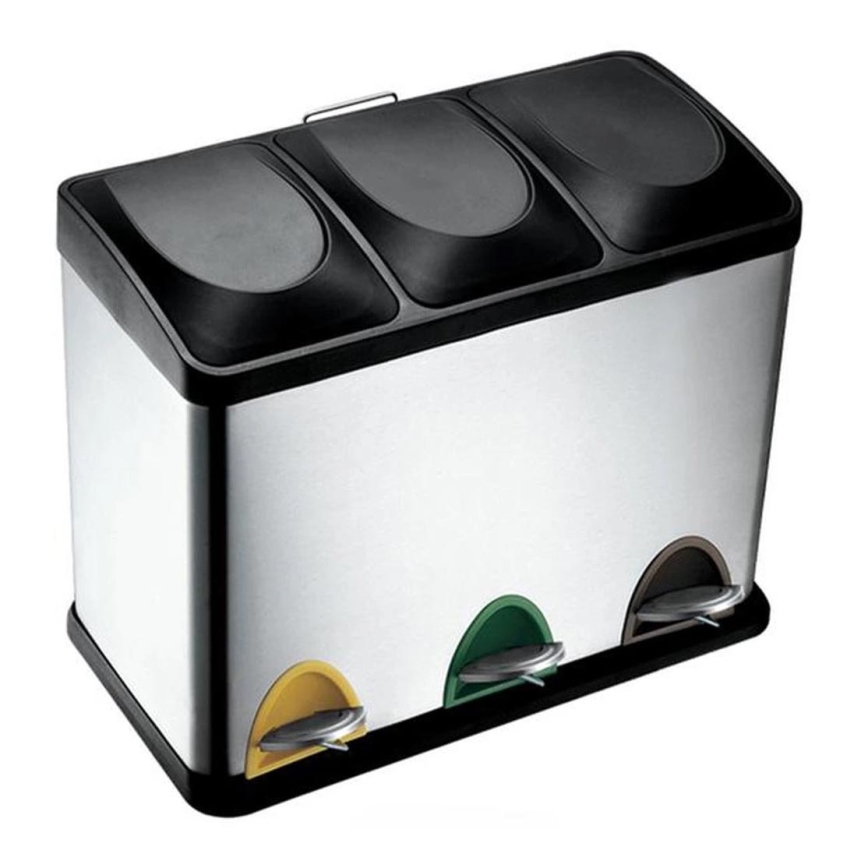 Poubelle de tri sélectif 24 l, noir/inox