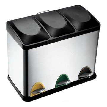 Poubelle de tri sélectif 45 l noir/inox