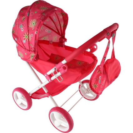 Poussette pour poupées rouge
