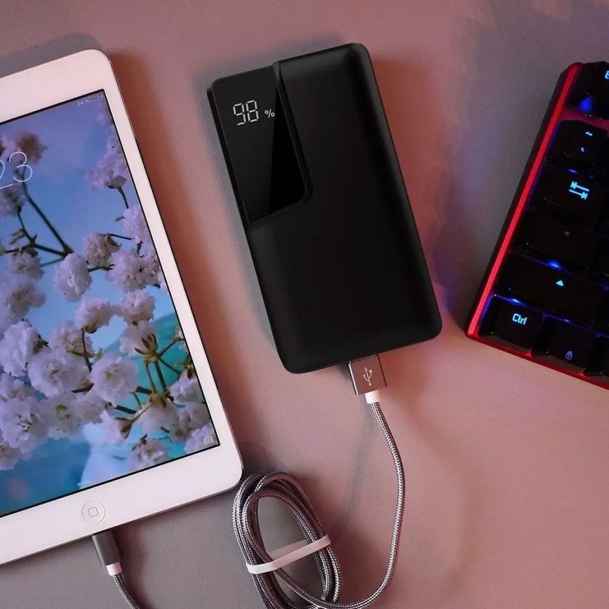 Power Bank met display 10000mAh/3,7V zwart