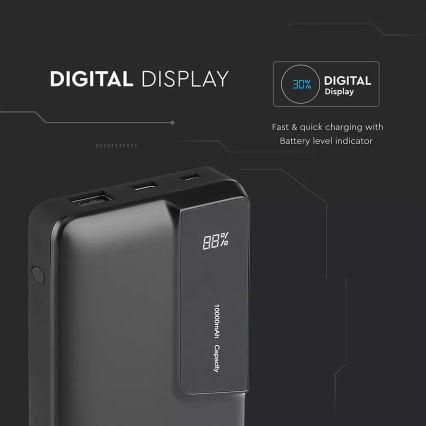 Power Bank met display 10000mAh/3,7V zwart