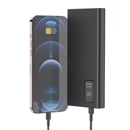 Power Bank met LED display Stroom Levering 10000 mAh 3,7V zwart