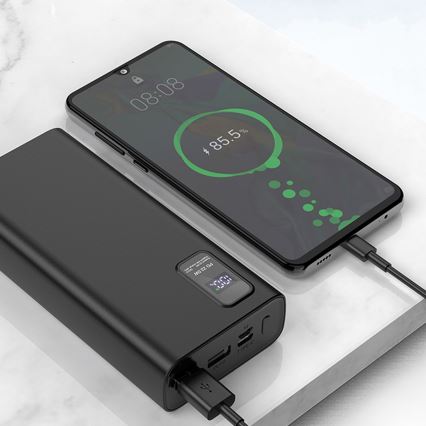 Power Bank met LED display Stroom Levering 20000 mAh 3,7V zwart