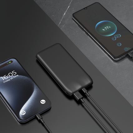 Powerbank 10000 mAh 10W Power Delivery 2xUSB-C + 1xUSB-A zwart