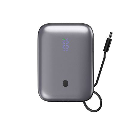 Powerbank 10000 mAh 20W Power Delivery Compact met ingebouwde oprolbare USB-C-kabel 1m zwart