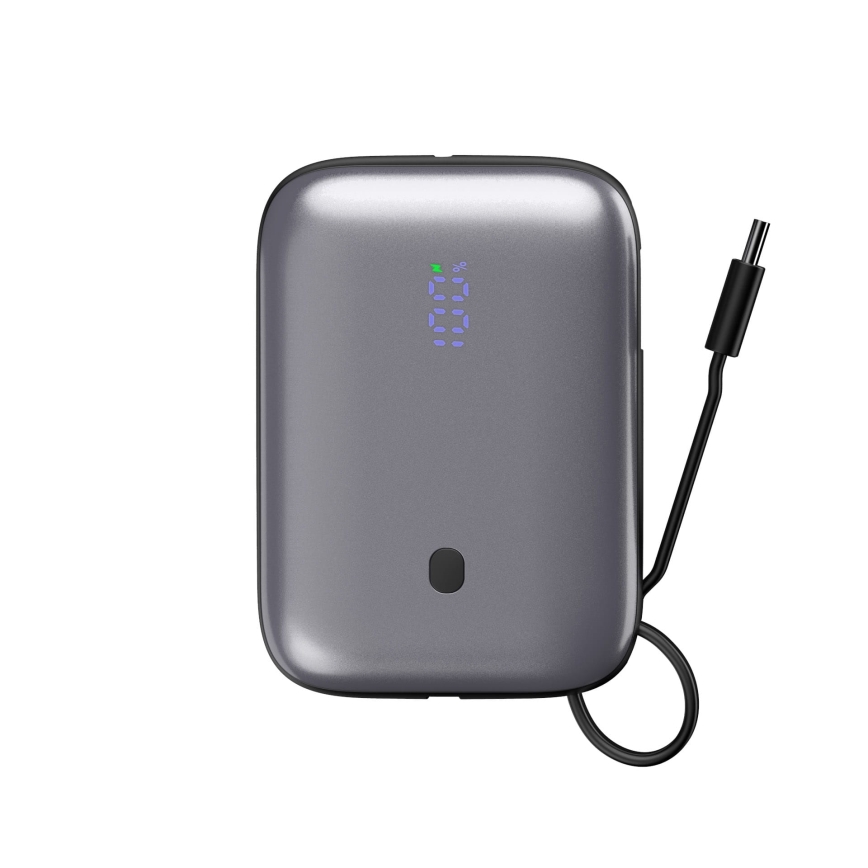 Powerbank 10000 mAh 20W Power Delivery Compact met ingebouwde oprolbare USB-C-kabel 1m zwart