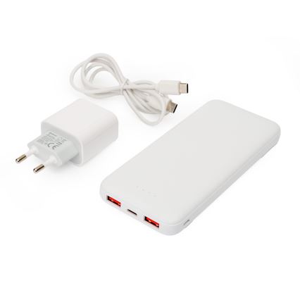 Powerbank 10000 mAh + adapter 20W Power Delivery + USB-C/USB-C kabel 1m wit
