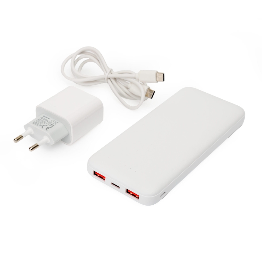 Powerbank 10000 mAh + adapter 20W Power Delivery + USB-C/USB-C kabel 1m wit