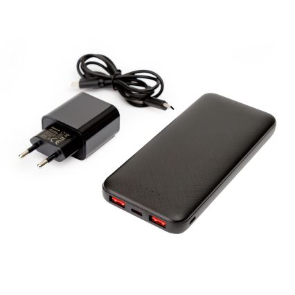 Powerbank 10000 mAh + adapter 20W Power Delivery + USB-C/USB-C kabel 1m zwart