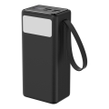 Powerbank 40000 mAh 65W Power Delivery 2xUSB-A + 2xUSB-C met LED-zaklamp en 1m USB-C-kabel zwart