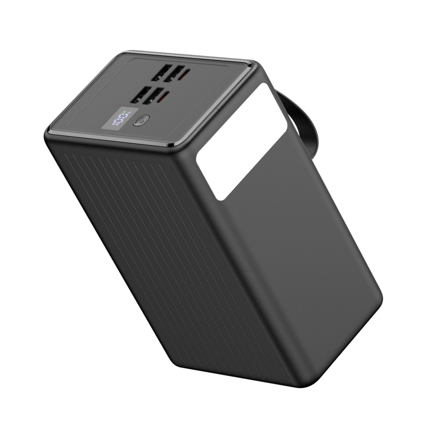 Powerbank 80000 mAh 20W Power Delivery 4x USB-A + 2x USB-C met LED-zaklamp en 1m USB-C-kabel zwart
