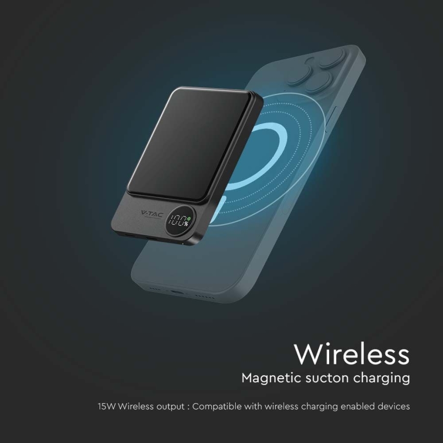 Powerbank met display magnetisch Power Delivery 5000mAh/20W/5V zwart