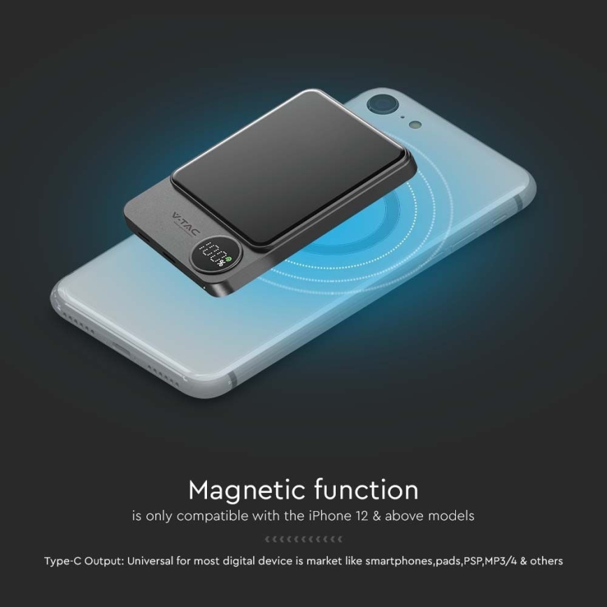 Powerbank met display magnetisch Power Delivery 5000mAh/20W/5V zwart