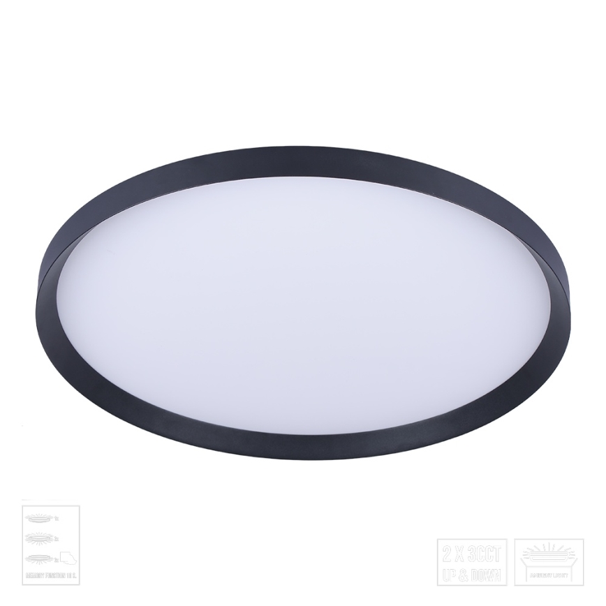 Prezent 17311 - Plafonnier LED ADRA LED/42W/230V + LED/13W 3000/4000/6000K Ø 48,5 cm noir