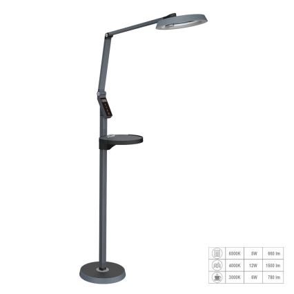 Prezent 31220 - LED Dimbare Touch Vloerlamp SALSA LED/15W/230V USB