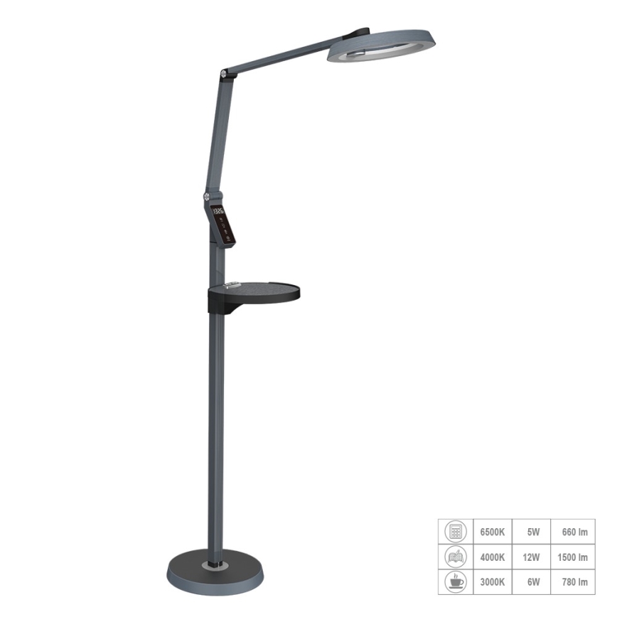 Prezent 31220 - LED Dimbare Touch Vloerlamp SALSA LED/15W/230V USB