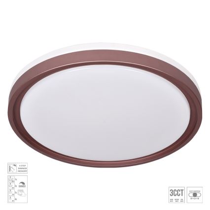 Prezent 71344 - Dimbare LED-plafondlamp FLOREN LED/30W/230V 3000/4000/6500K Ø 41,5 cm bruin