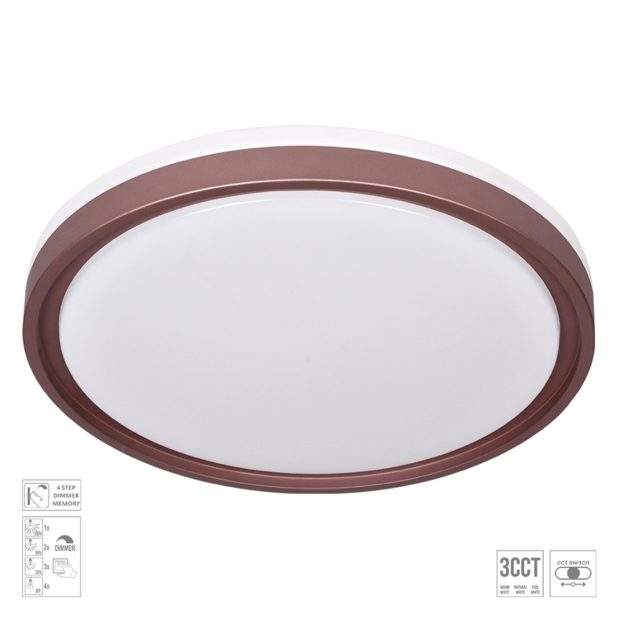 Prezent 71344 - Dimbare LED-plafondlamp FLOREN LED/30W/230V 3000/4000/6500K Ø 41,5 cm bruin
