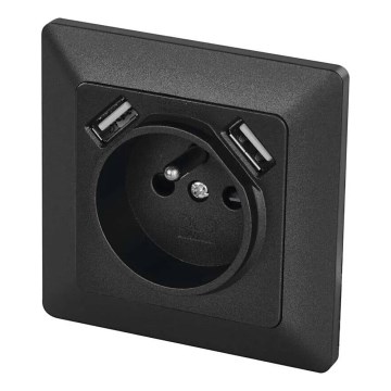 Prise domestique avec USB 250V/16A anthracite