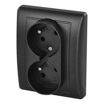 Prise double domestique 250V/16A anthracite